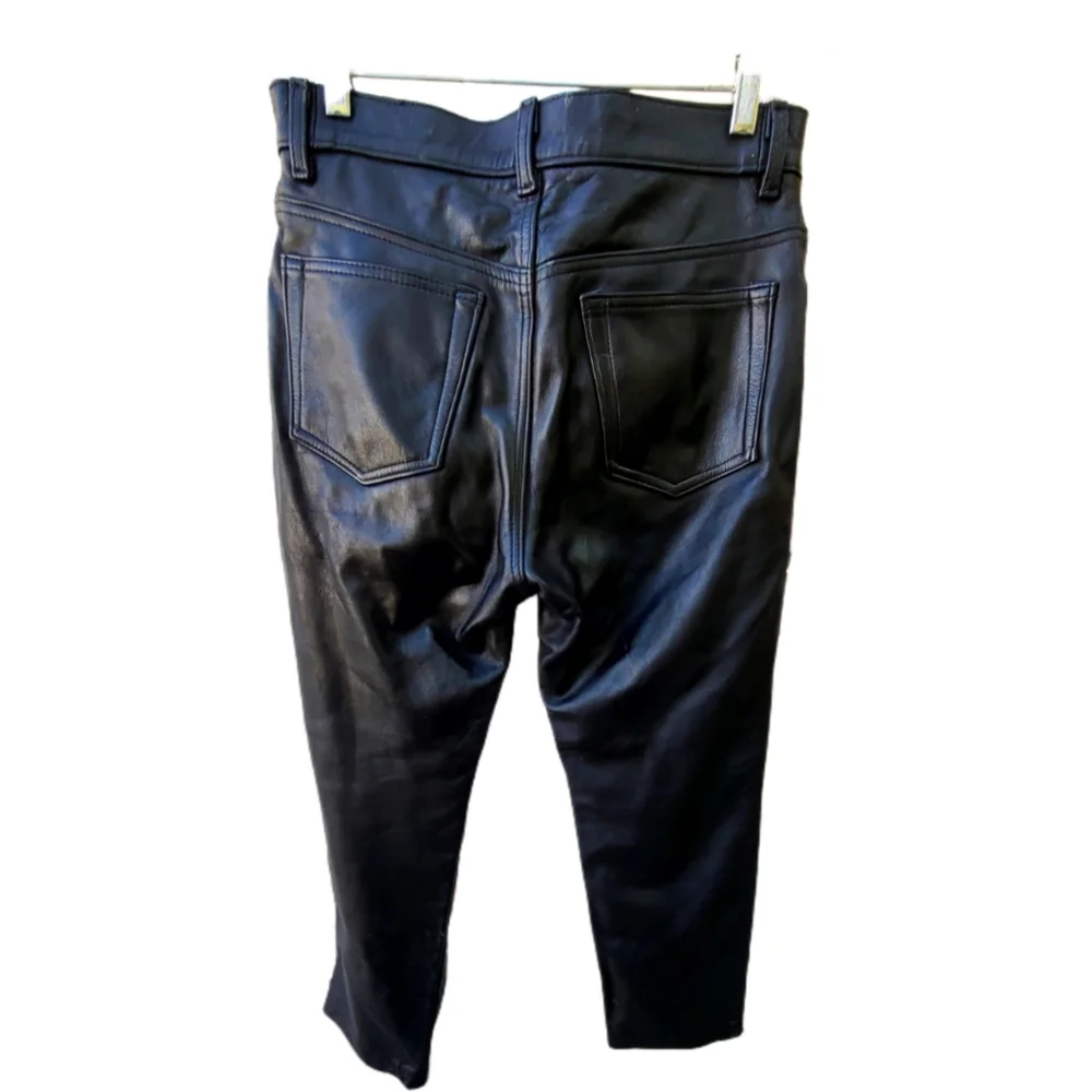 VINTAGE TRASH AND VAUDEVILLE BLACK LEATHER PANTS SIZE 32 - Picture 4 of 6